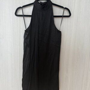 ZARA Black Satin-Look Backless Mini Dress – Size XS